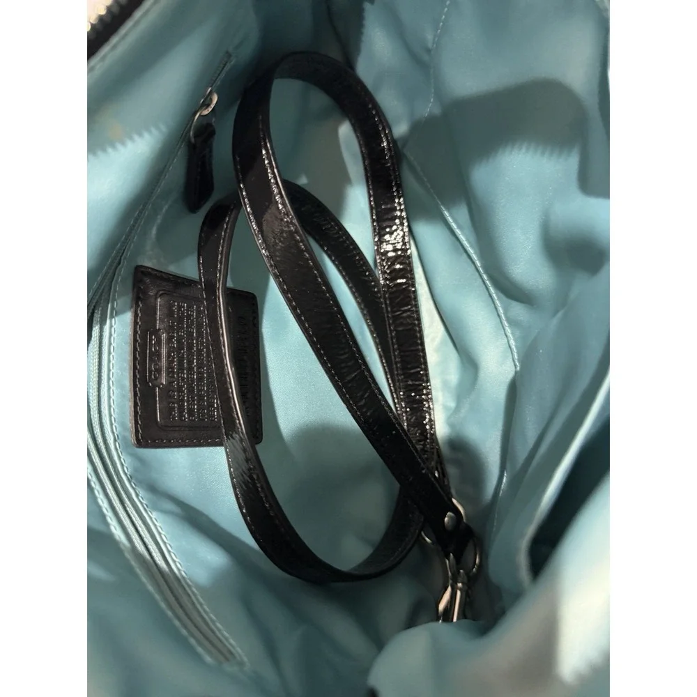 Coach Black & Gray Poppy Signature Sateen Shoulder Bag 18980 Purse F